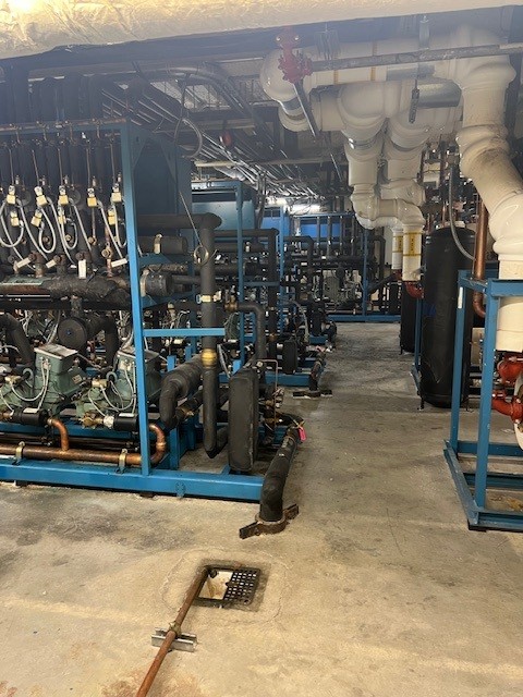 Commercial compressor room serviced by BrentCo Mechanical